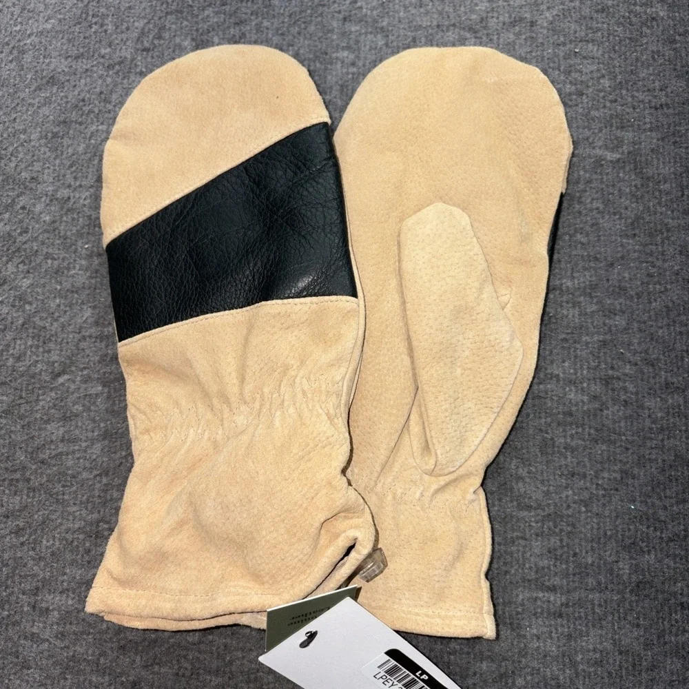 Goodfellow Men's M/L Genuine Suede Leather Beige Tan Tech Touch Lined Mittens